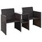 Brown Rattan Two-Seat Chair with White Cushions and Built-In Table